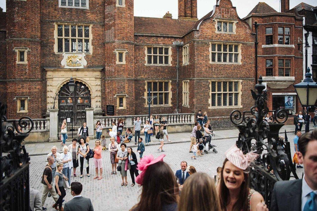 Wedding guests outside the church on guildford high street