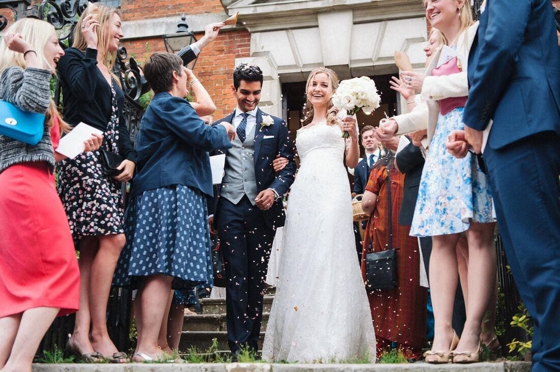 confetti outside holy trinity church guildford