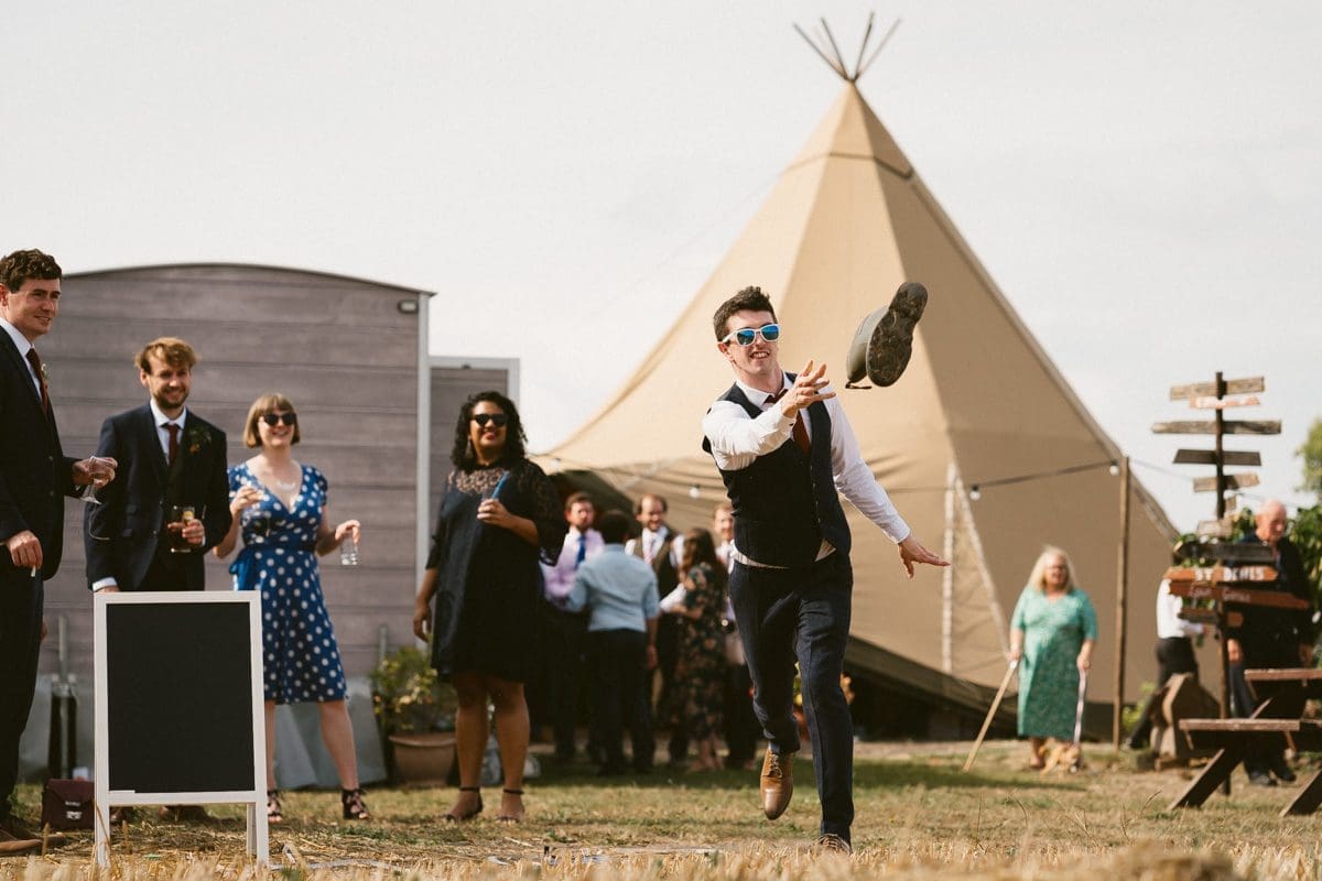 welly wanging at a wedding
