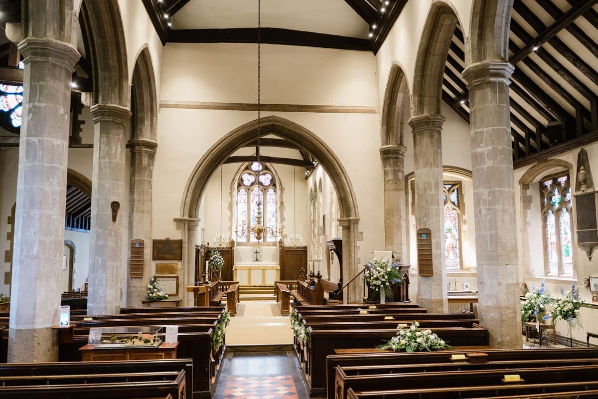St Mary's in Chiddingfold ready for a wedding ceremony