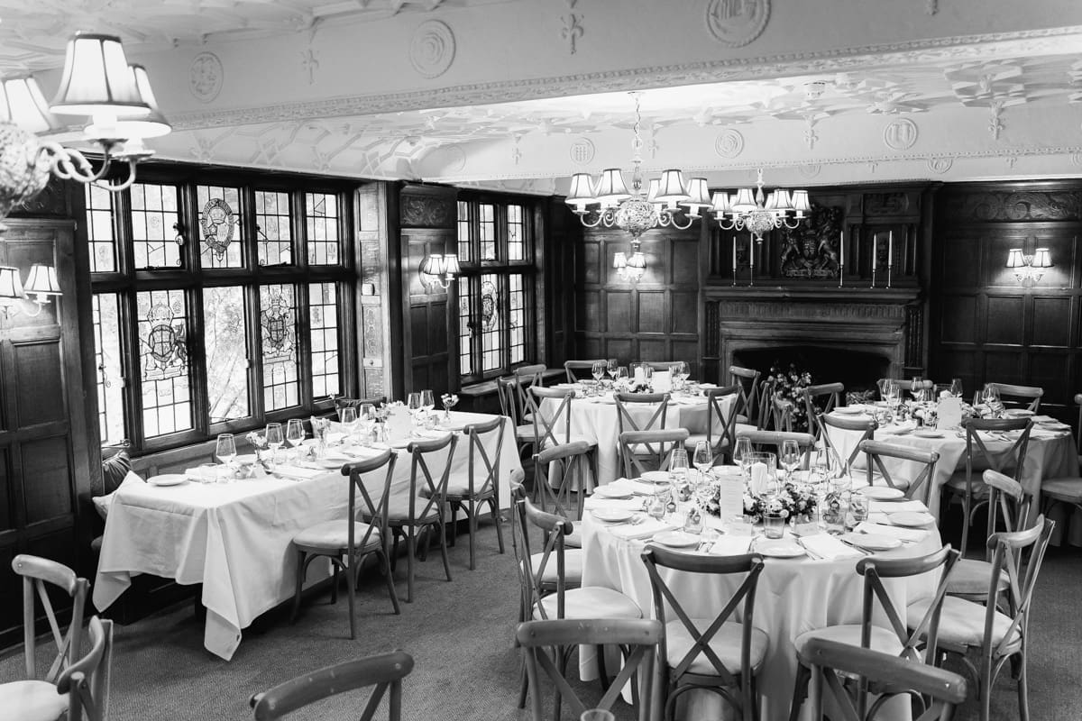 The Crown in Chiddingfold set up for a wedding breakfast