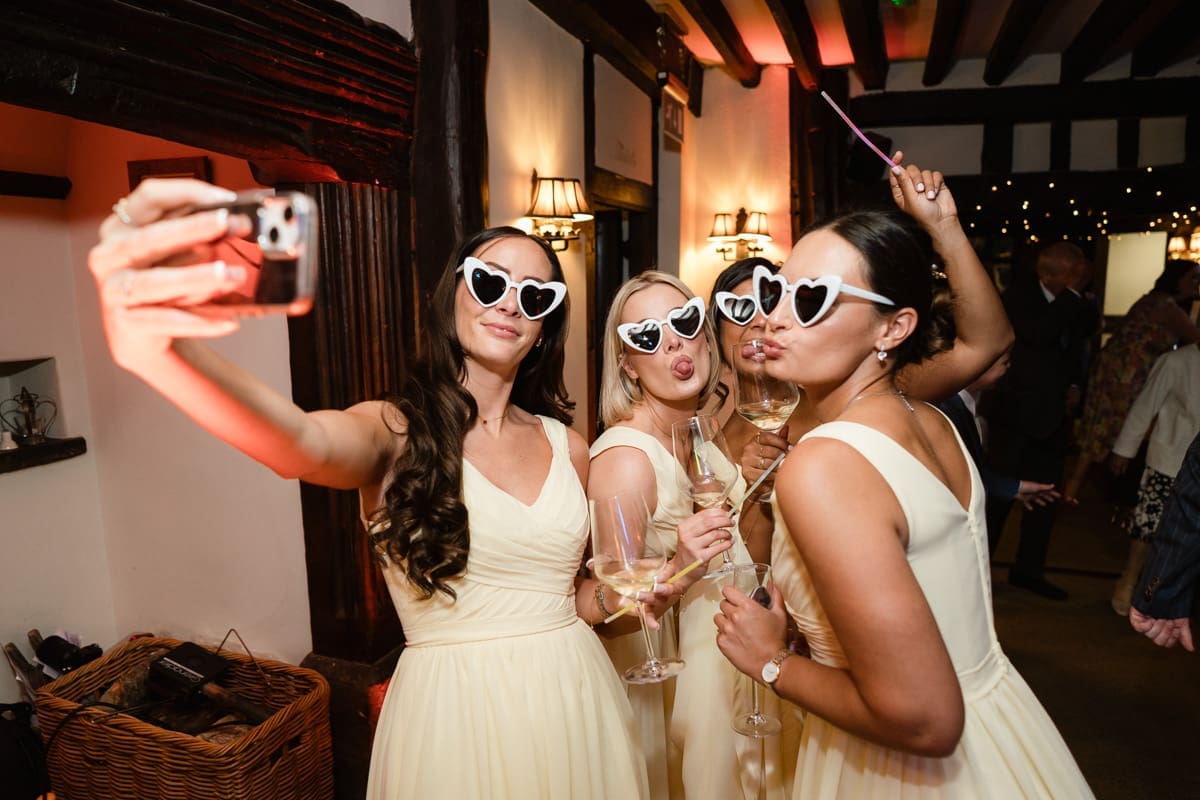 wedding guests partying at The Crown in Chiddingfold