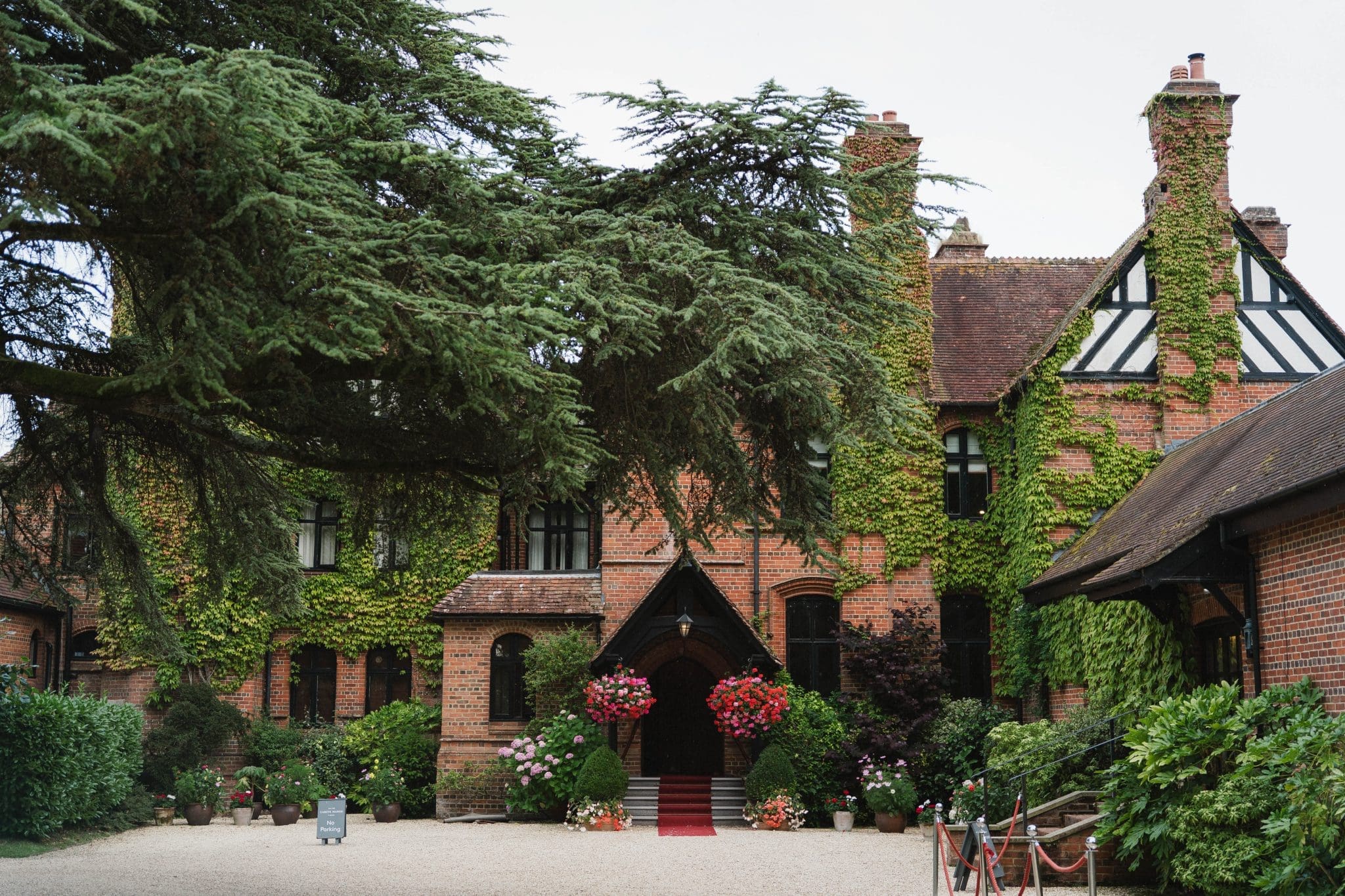 The beautiful entrance to Careys Manor Hotel
